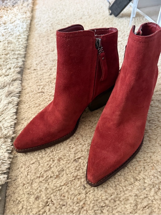 Sam Edelman Shoes - Sam Edelman Women's Red Suede Pointed-Toe Ankle Boots